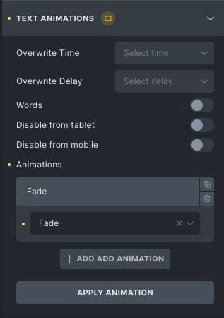 UI Tex animations Bricks builder