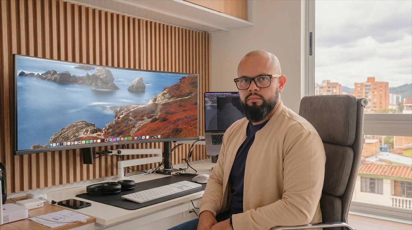 John Diaz, founder of Fancy Animations, at his desk
